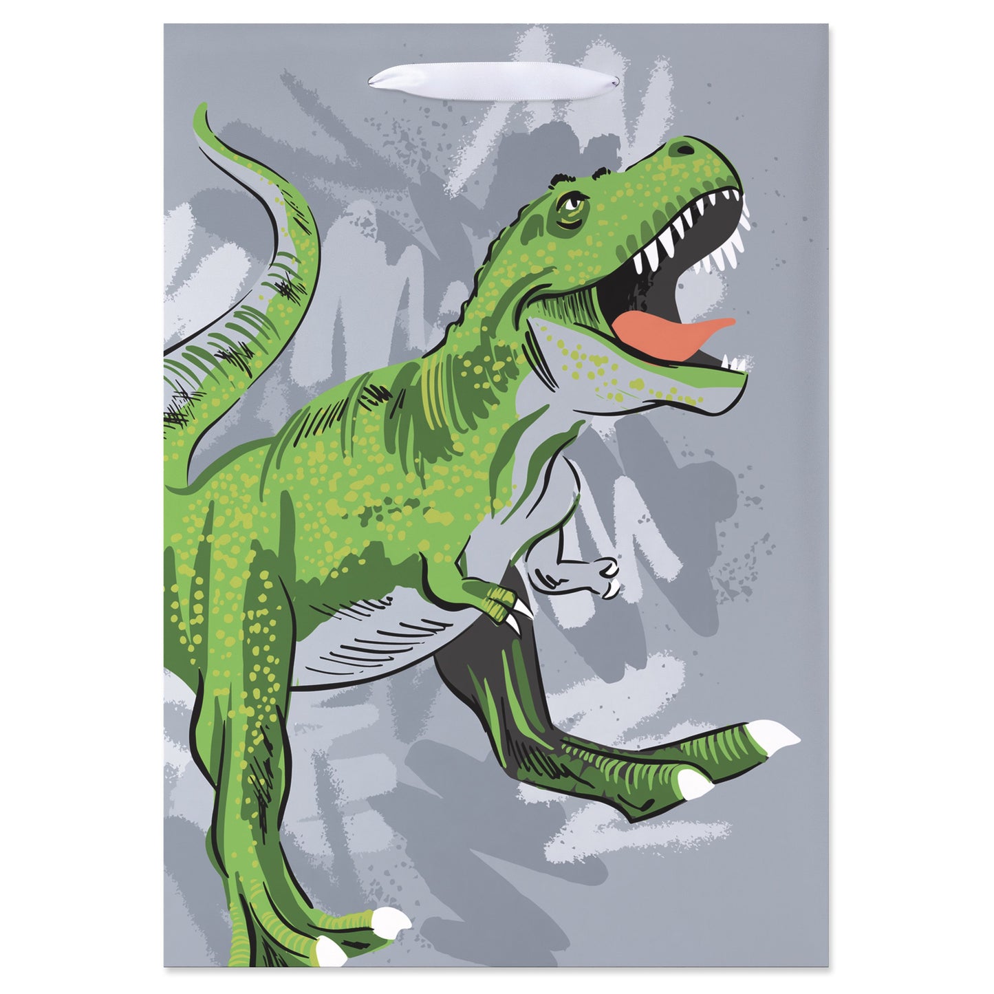 American Greetings Green T-rex Gray Medium Gift Bag