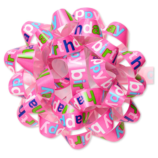 American Greetings Pink Happy Birthday Confetti Gift Bow