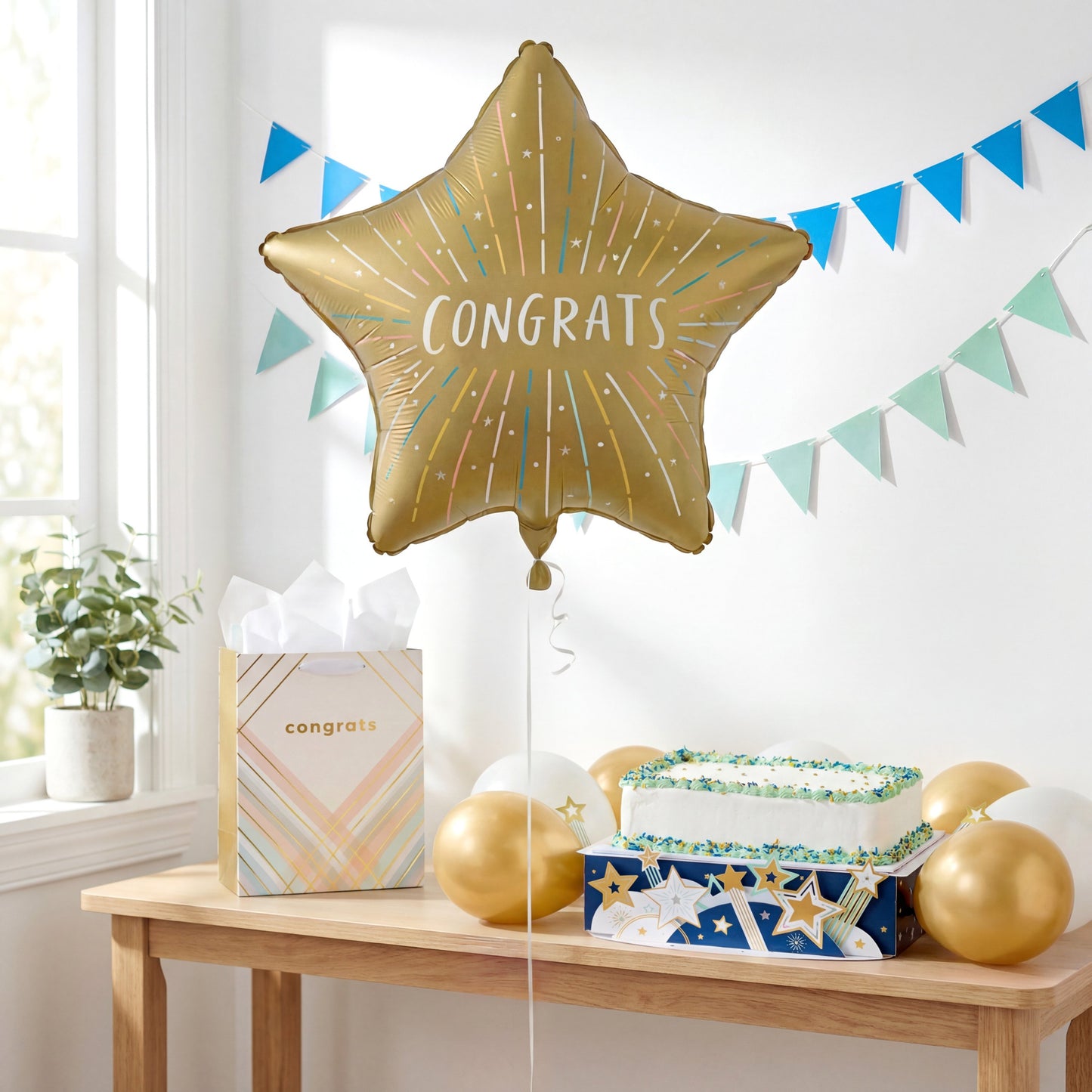 American Greetings Congrats Star Design Uninflated Foil Balloon with Inflation Straw
