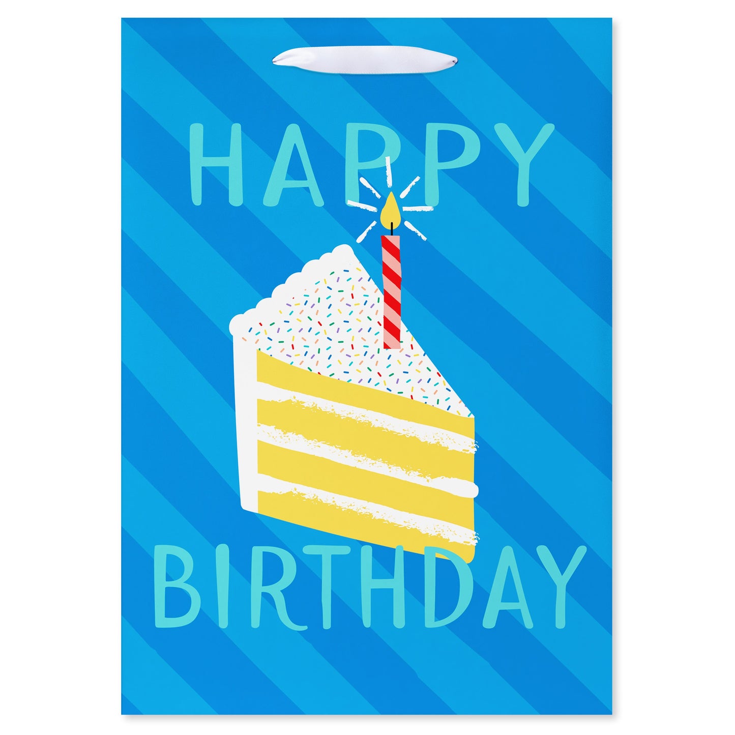 American Greetings Cake Slice Medium Blue Birthday Gift Bag