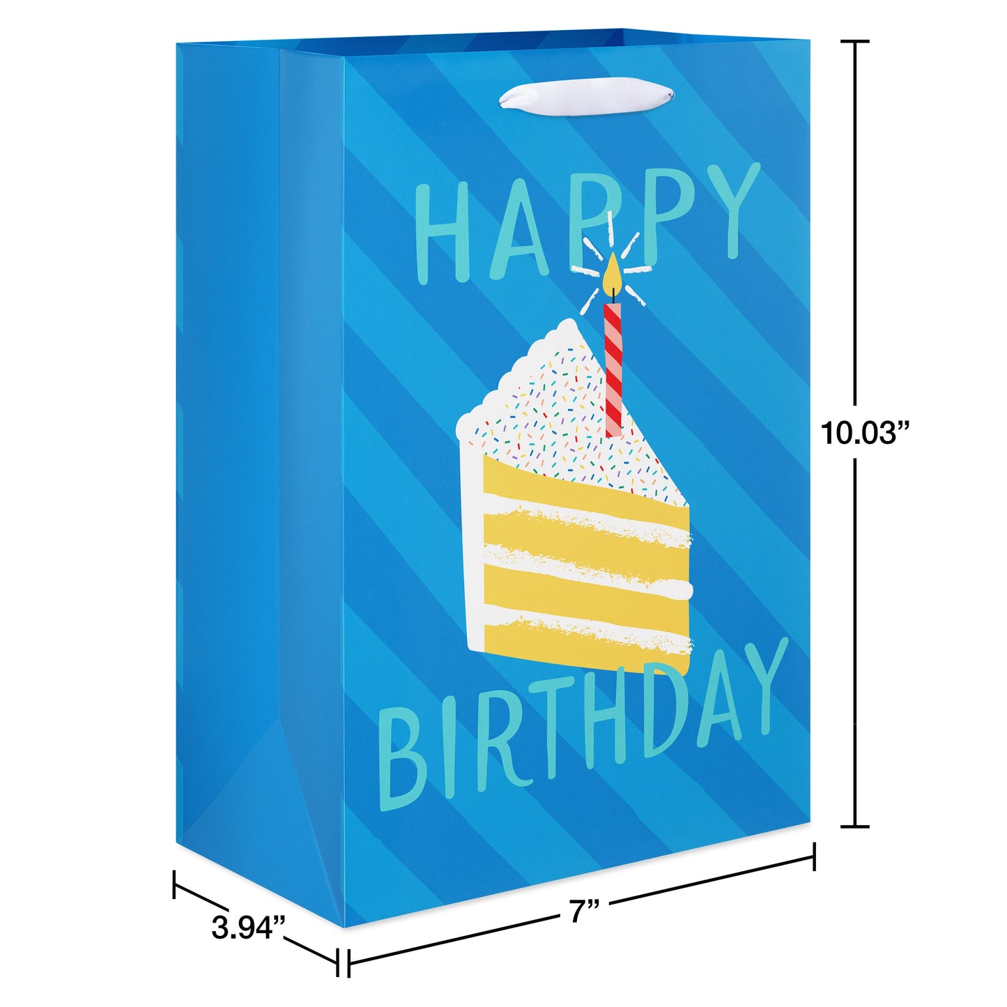 American Greetings Cake Slice Medium Blue Birthday Gift Bag