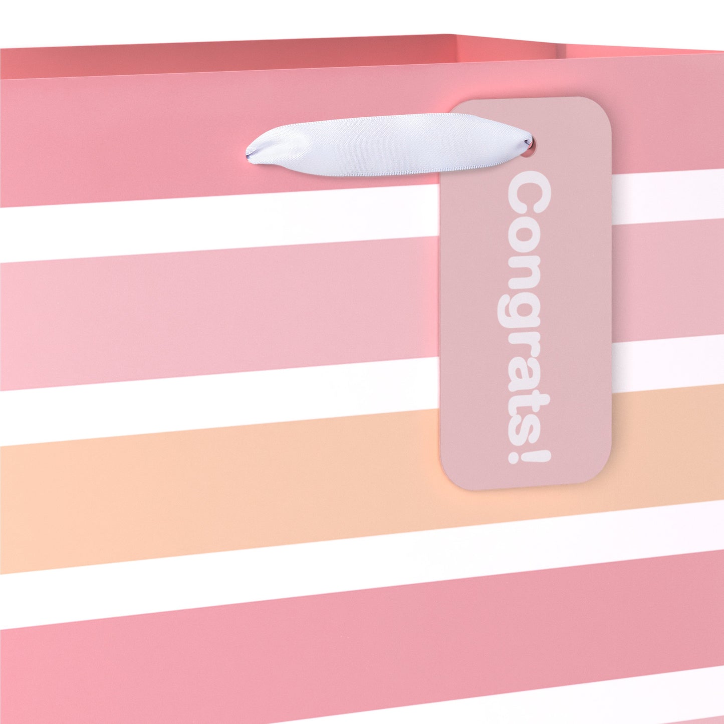 American Greetings Pink Stripes Baby Shower Medium Gift Bag with Hang Tag