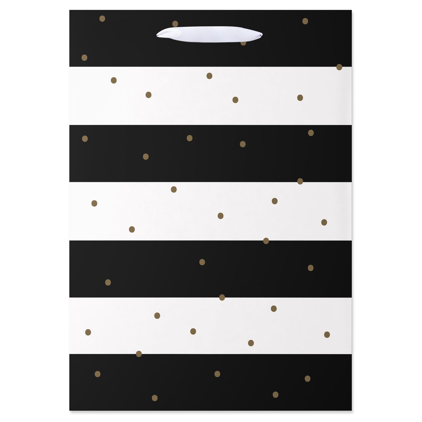 American Greetings Black White Stripes & Gold Dots Medium Gift Bag