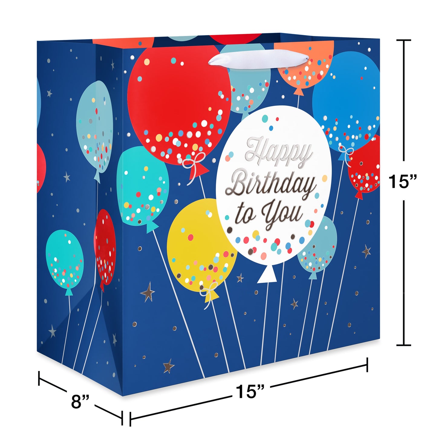 American Greetings Balloons Jumbo Blue Birthday Square Bag