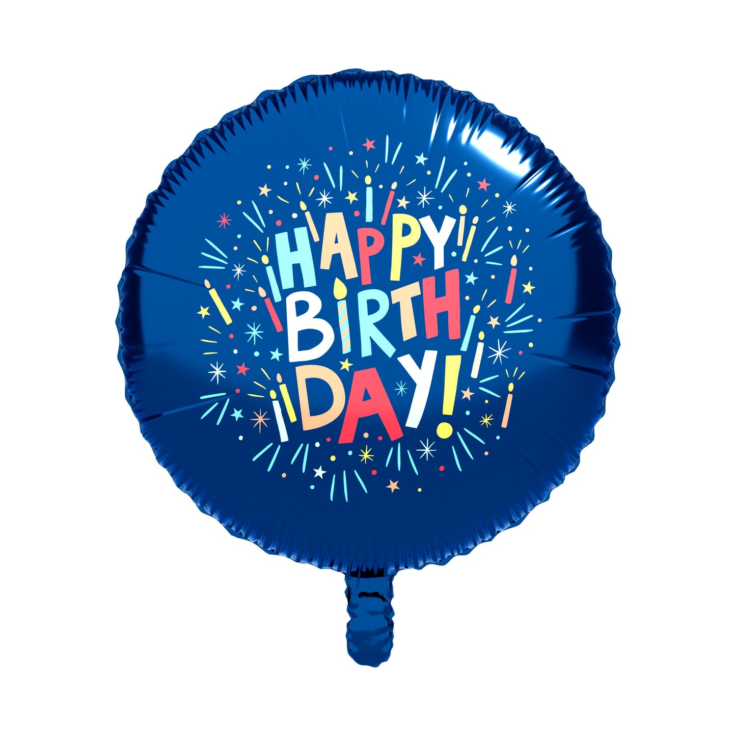 American Greetings Happy Birthday Blue Lettering Design Uninflated Foil Balloon with Inflation Straw