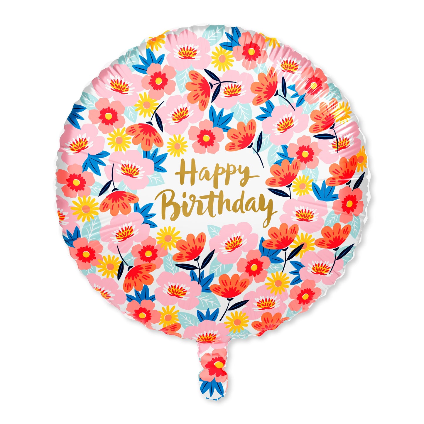 American Greetings Happy Birthday Floral Foil Uninflated Balloon with Inflation Straw