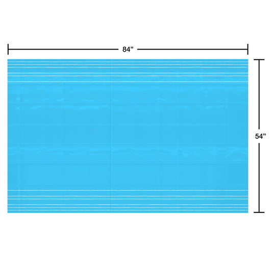 American Greetings Light Blue with White Stripes Plastic Table Cover