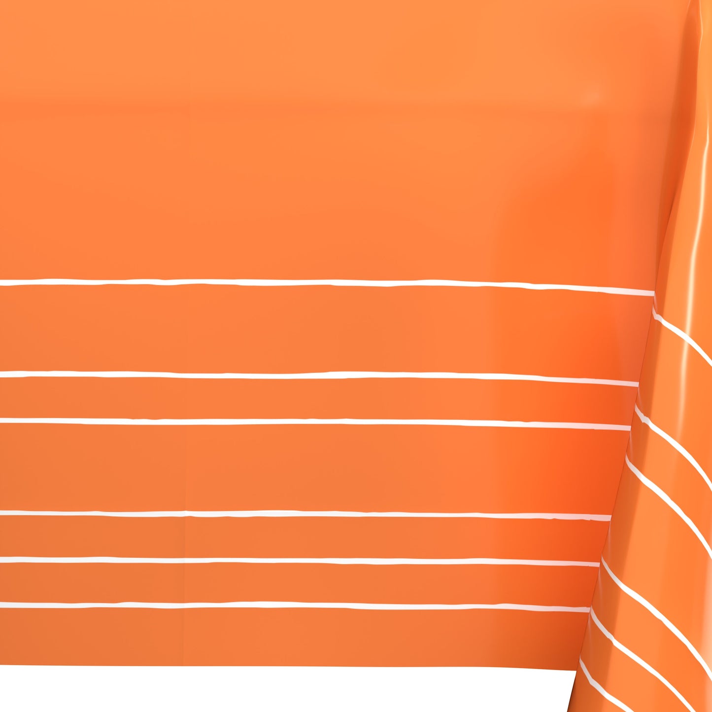 American Greetings Orange with White Striped Plastic Table Cover