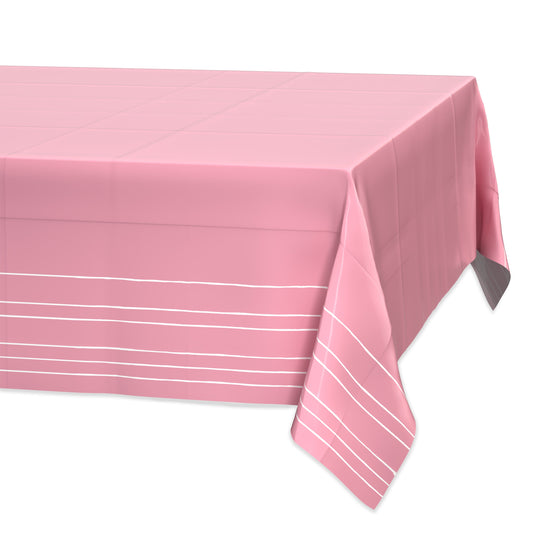American Greetings Pink with White Stripes Plastic Table Cover