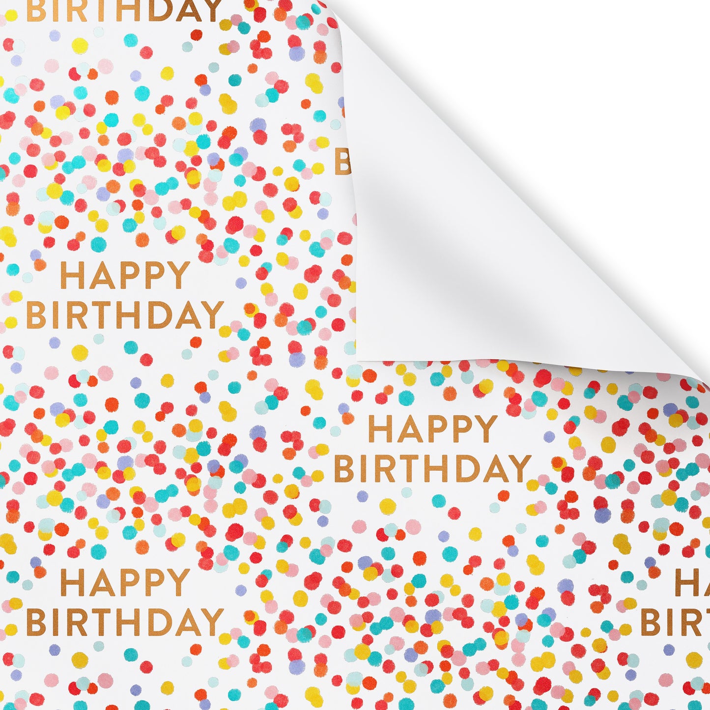 American Greetings Confetti Pattern White Birthday Foil Wrapping Paper,15 sq. ft.