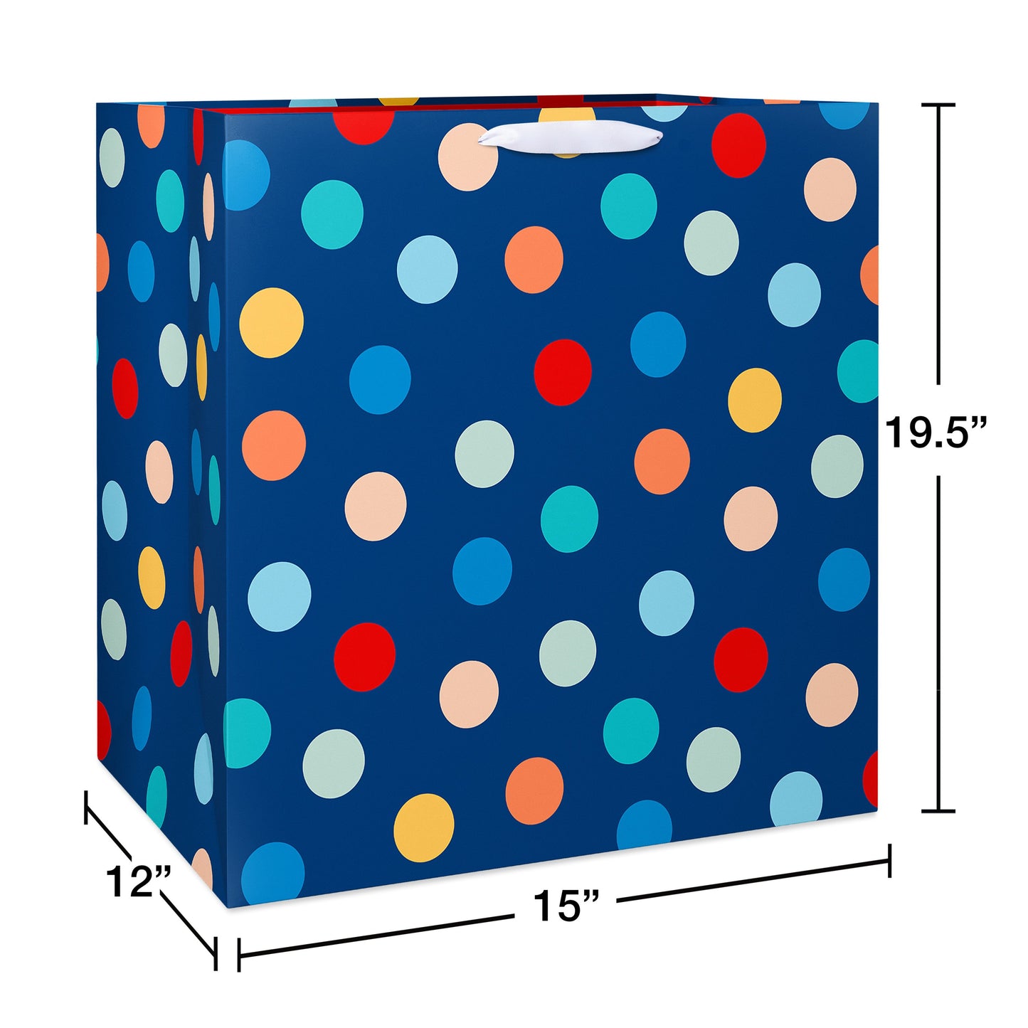 American Greetings Multi-Color Dots Navy Colossal Square Gift Bag