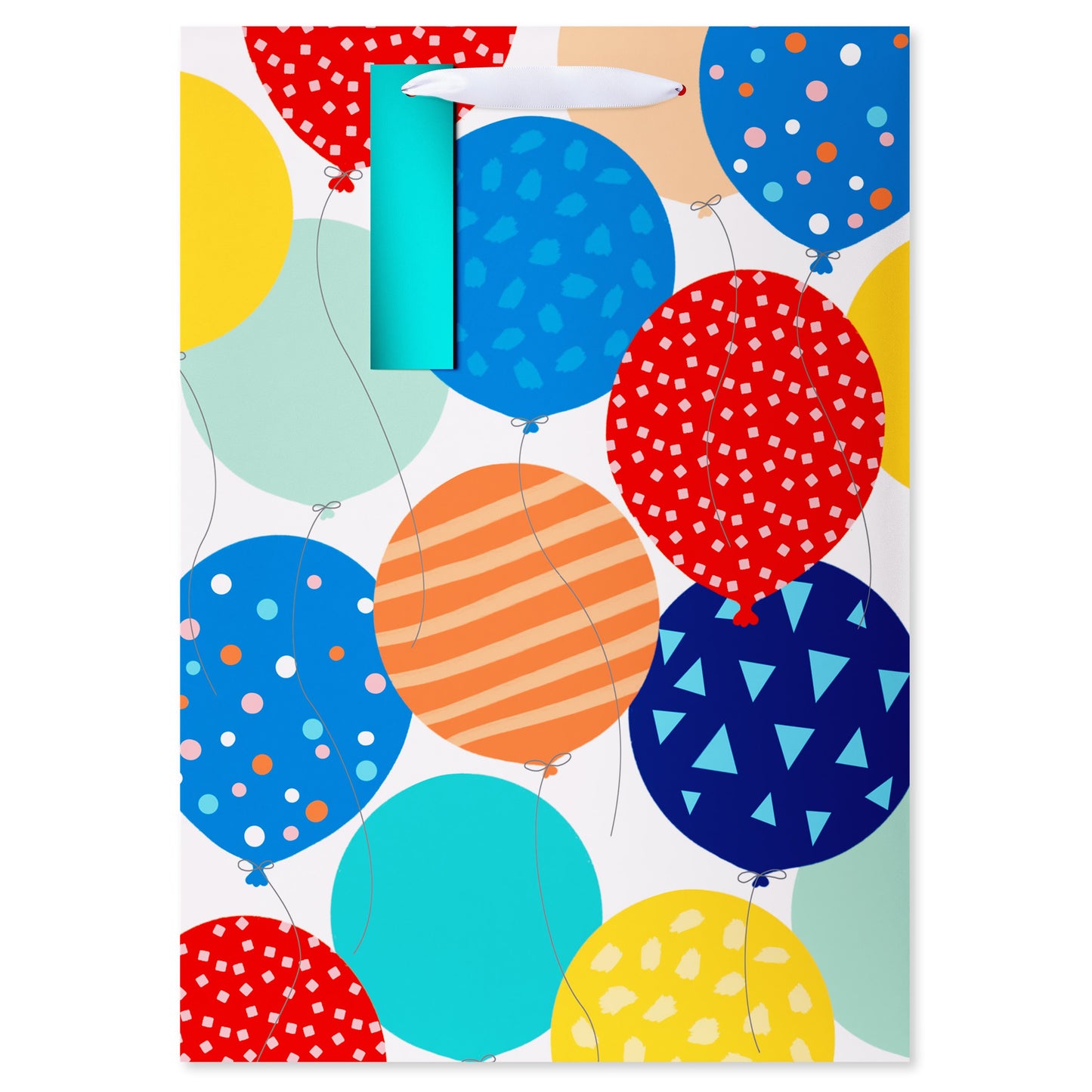 American Greetings Foil Balloons Medium White Gift Bag with Hang Tag