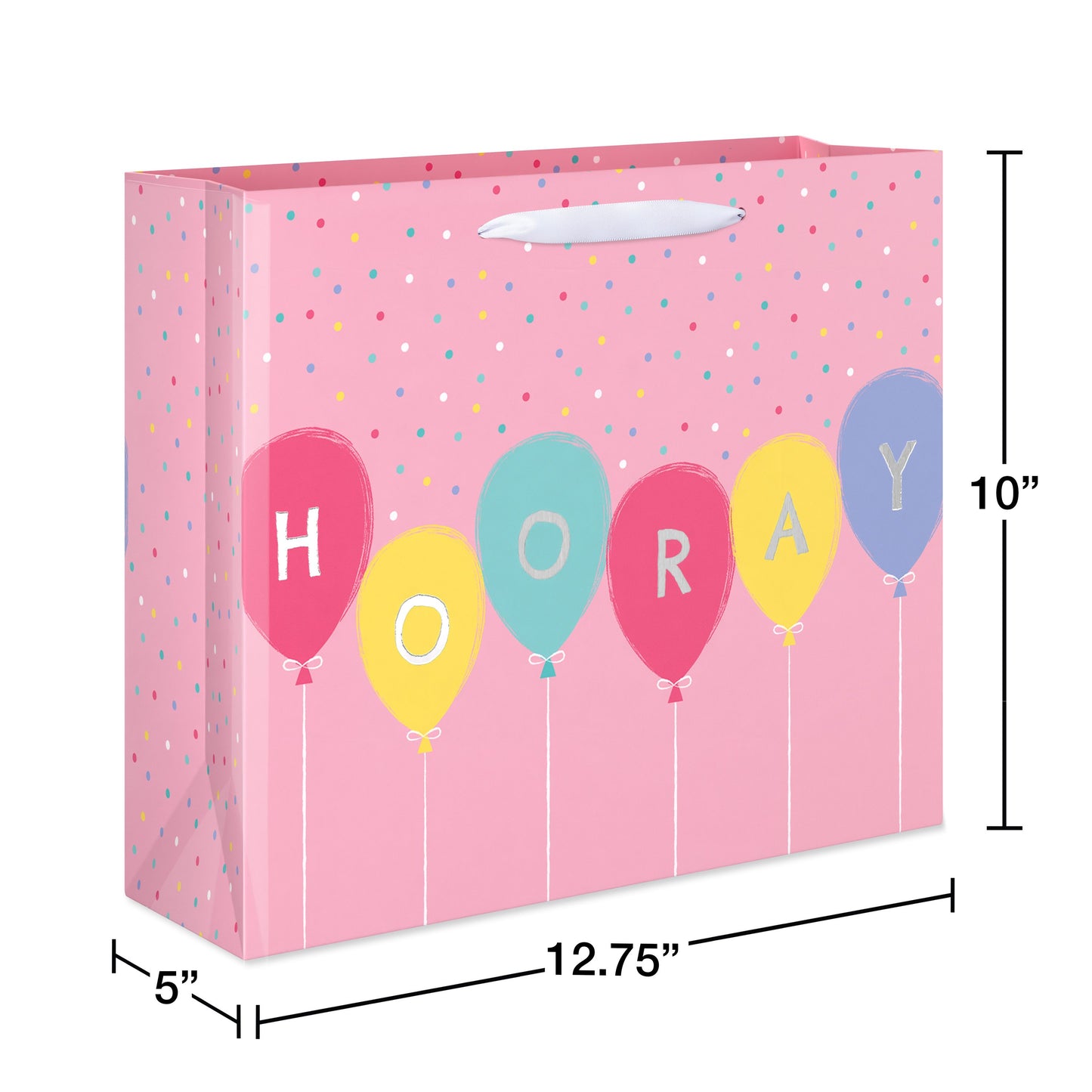 American Greetings Pink Balloons Birthday Large Horizontal Gift Bag