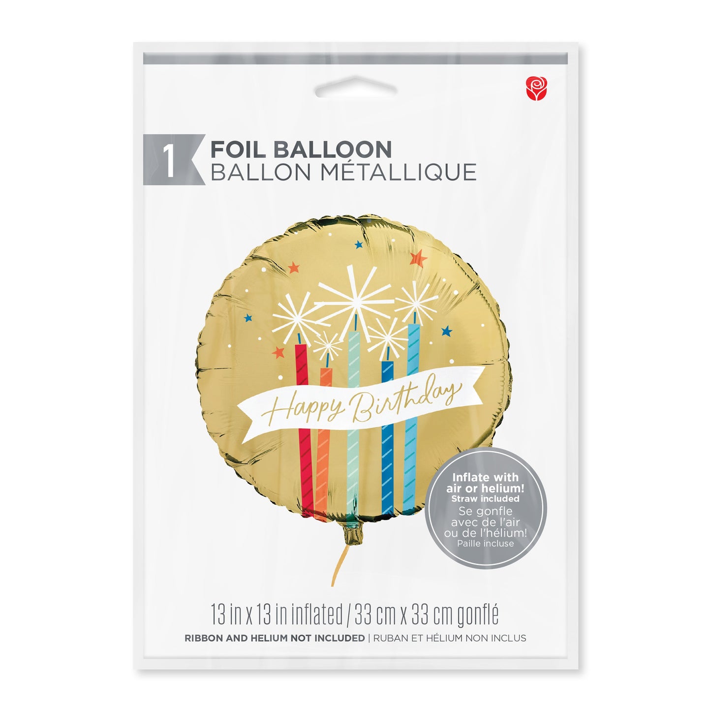 American Greetings Happy Birthday Candles Foil Uninflated Balloon with Inflation Straw