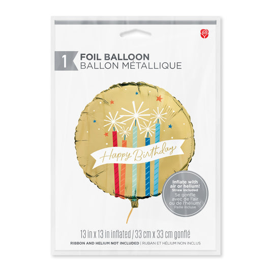 American Greetings Happy Birthday Candles Foil Uninflated Balloon with Inflation Straw