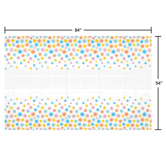 American Greetings White with Colorful Star Plastic Table Cover