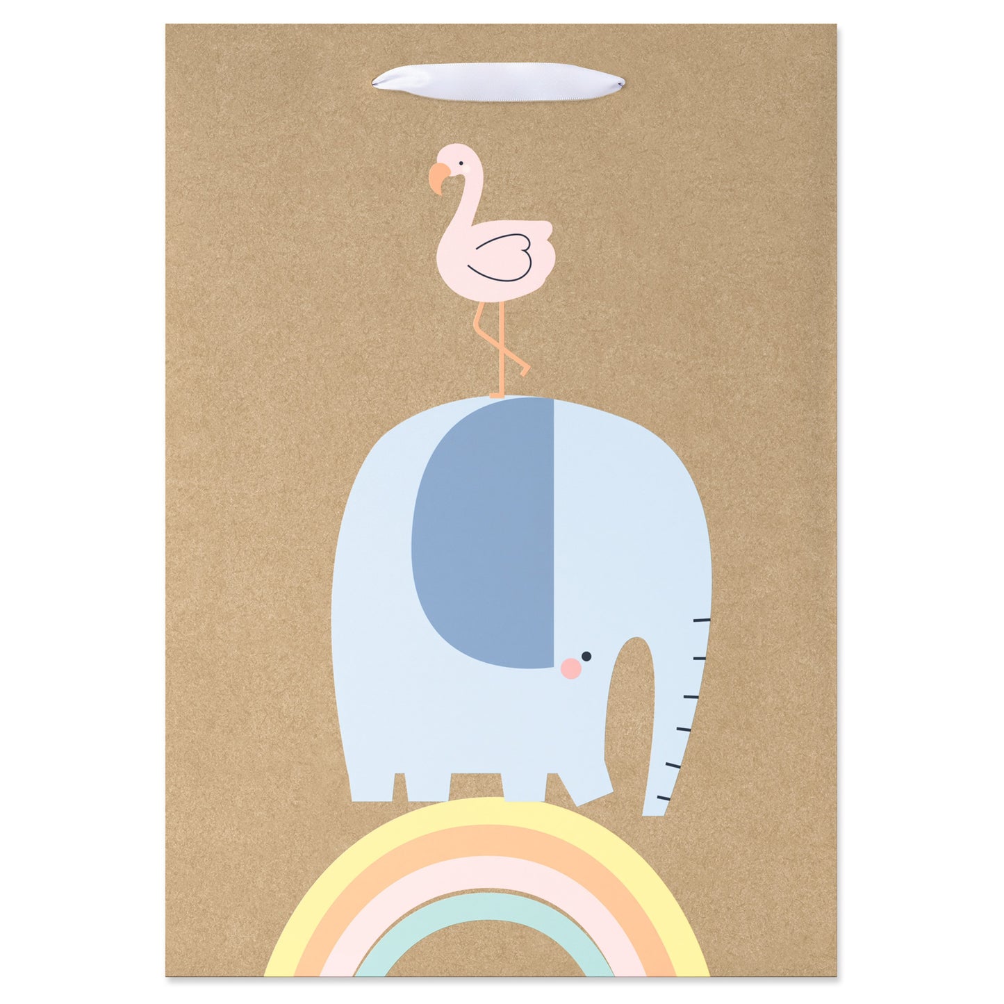 American Greetings Flamingo & Elephant Medium Kraft Baby Shower Gift Bag
