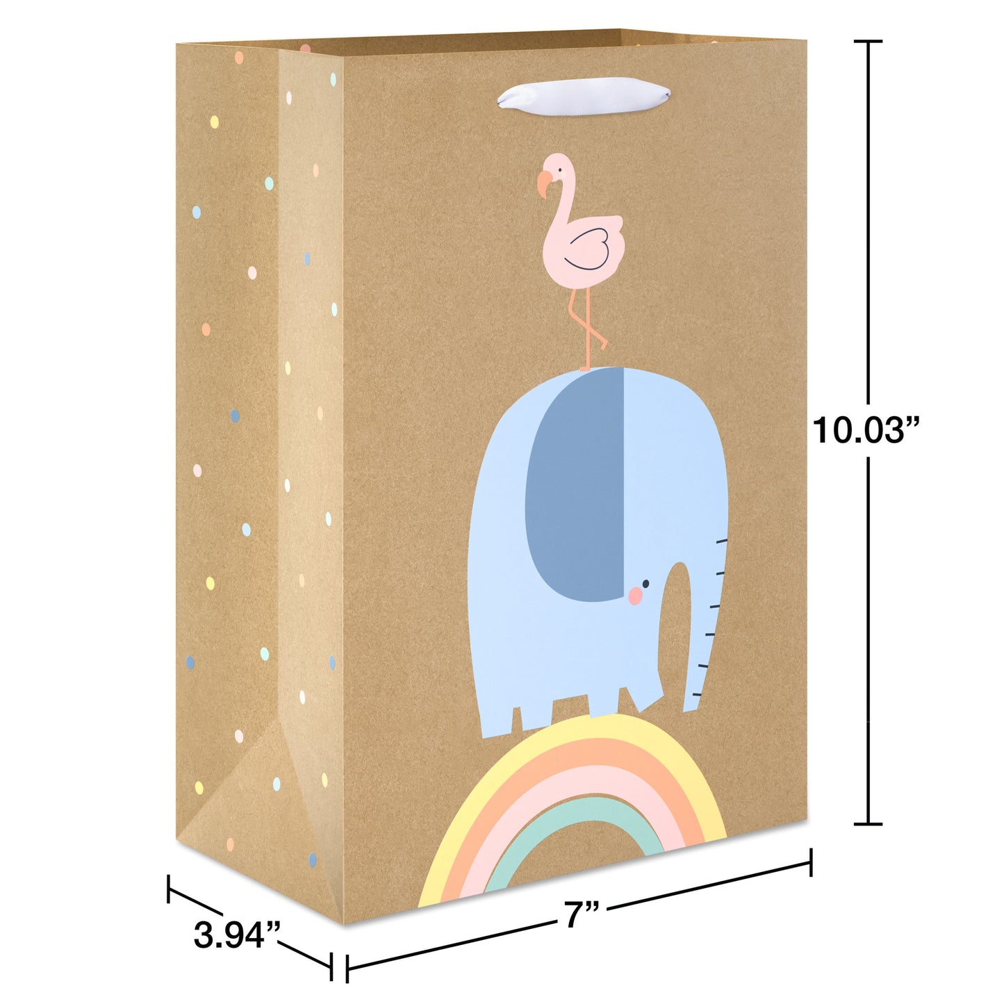 American Greetings Flamingo & Elephant Medium Kraft Baby Shower Gift Bag