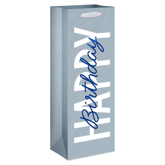 American Greetings Happy Birthday Grey Beverage Gift Bag