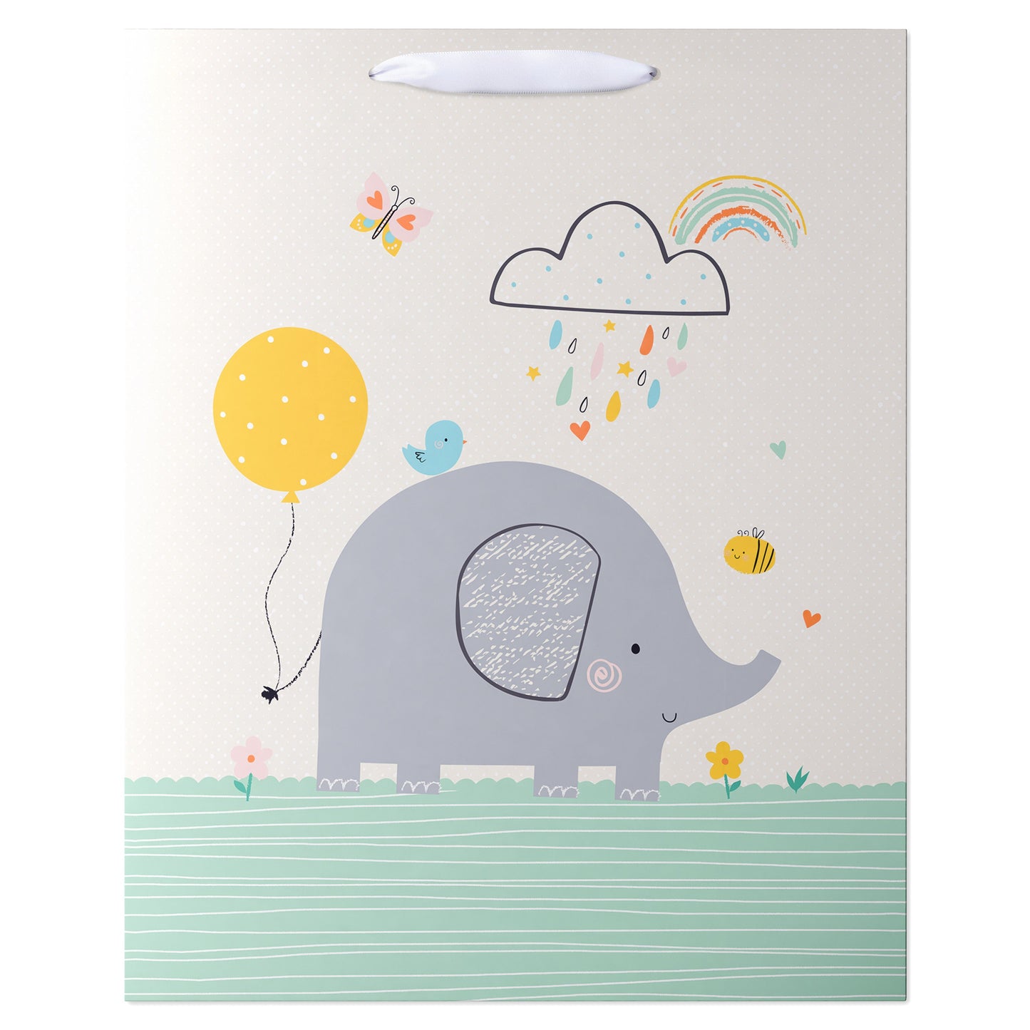 American Greetings Elephants Balloons Extra Large Ivory Yellow Baby Shower Gift Bag