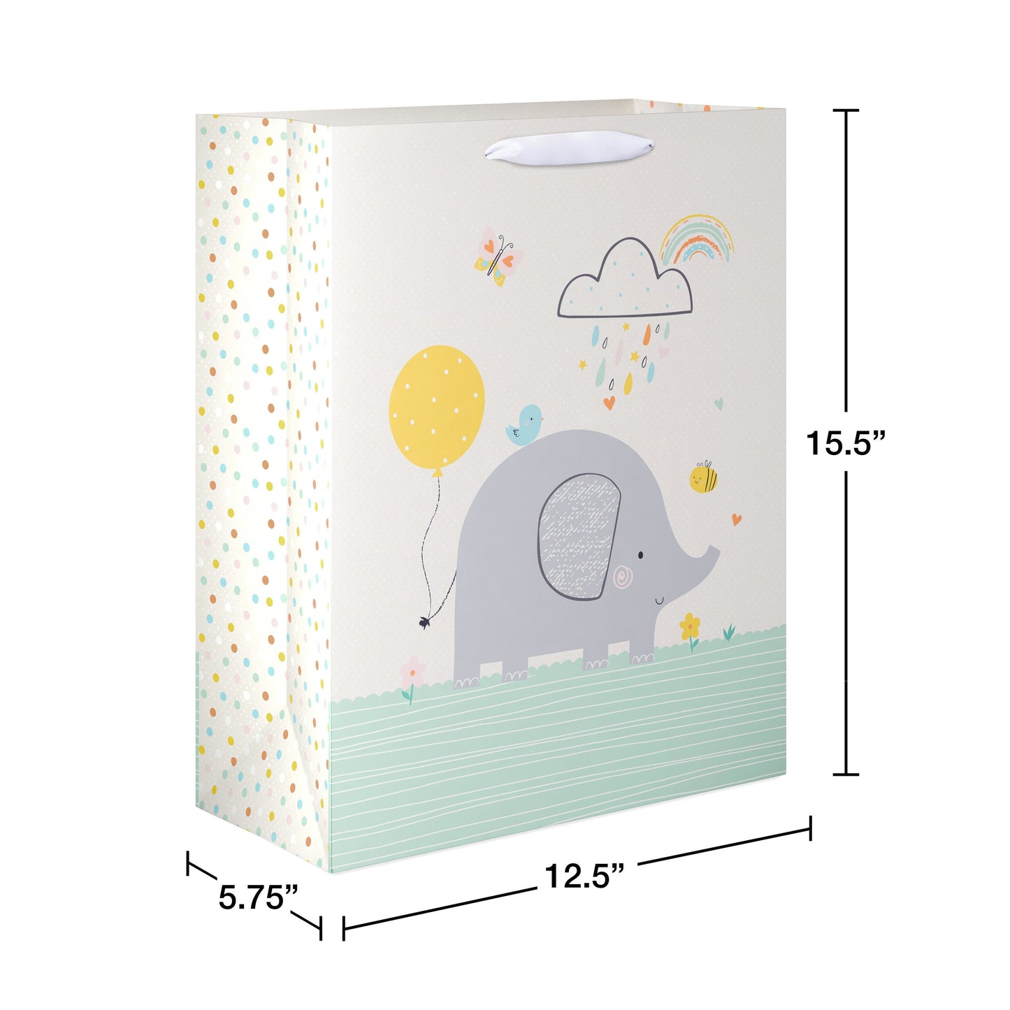 American Greetings Elephants Balloons Extra Large Ivory Yellow Baby Shower Gift Bag