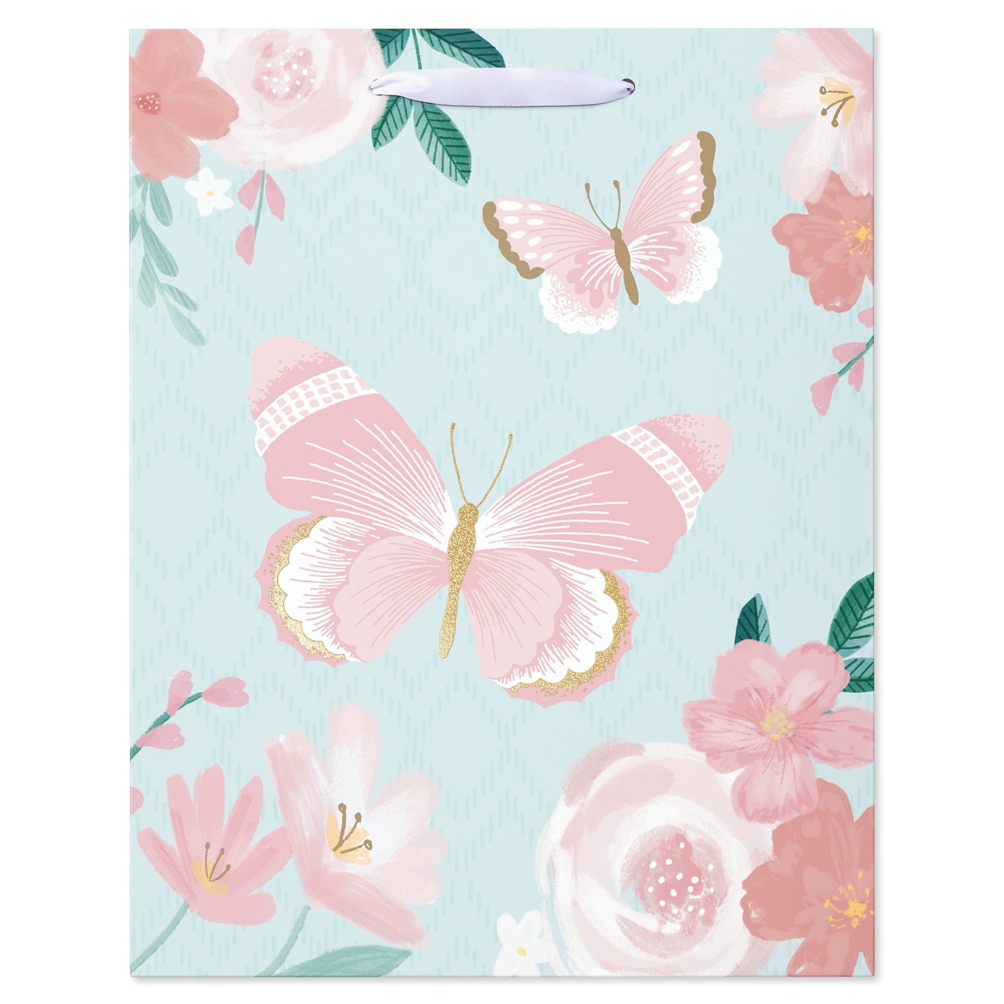 American Greetings Butterflies On Teal Everyday Large Gift Bag