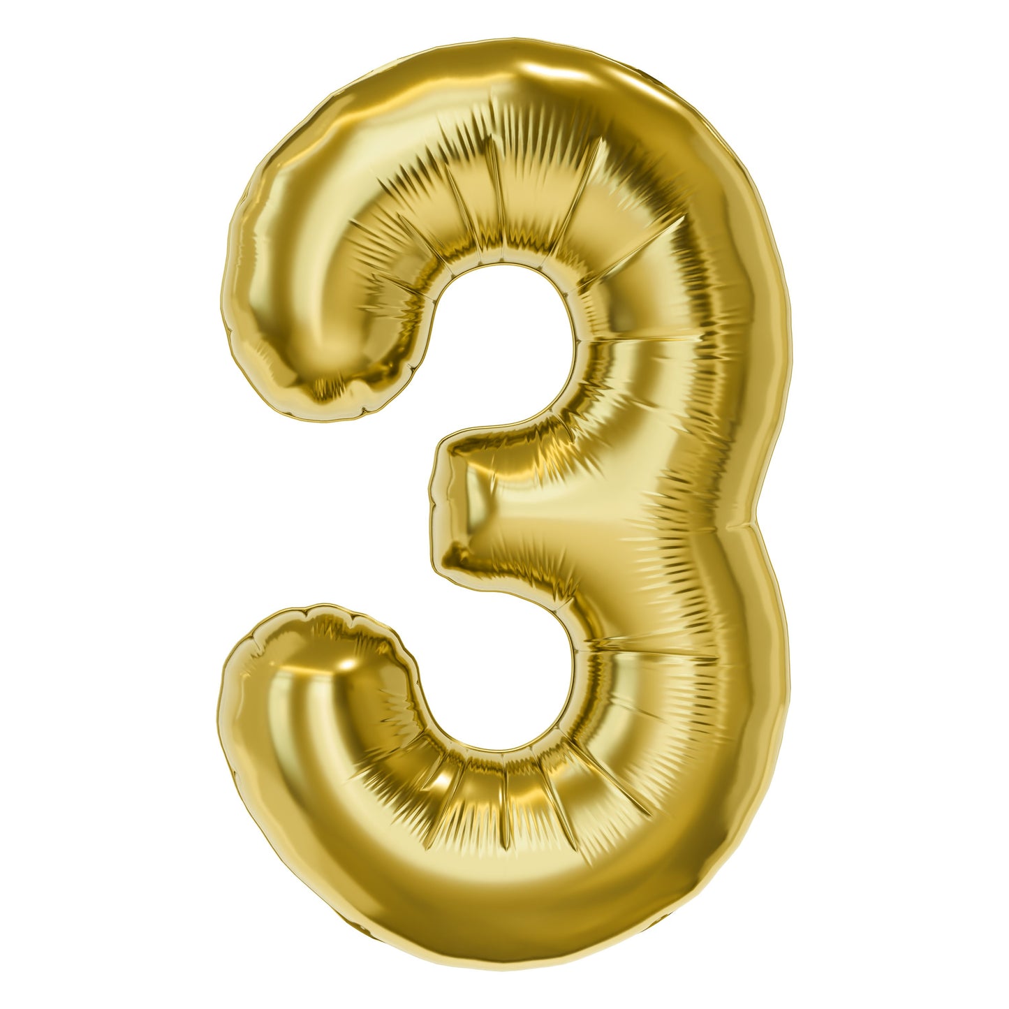 American Greetings Number 3 Large Gold Foil Uninflated Balloon