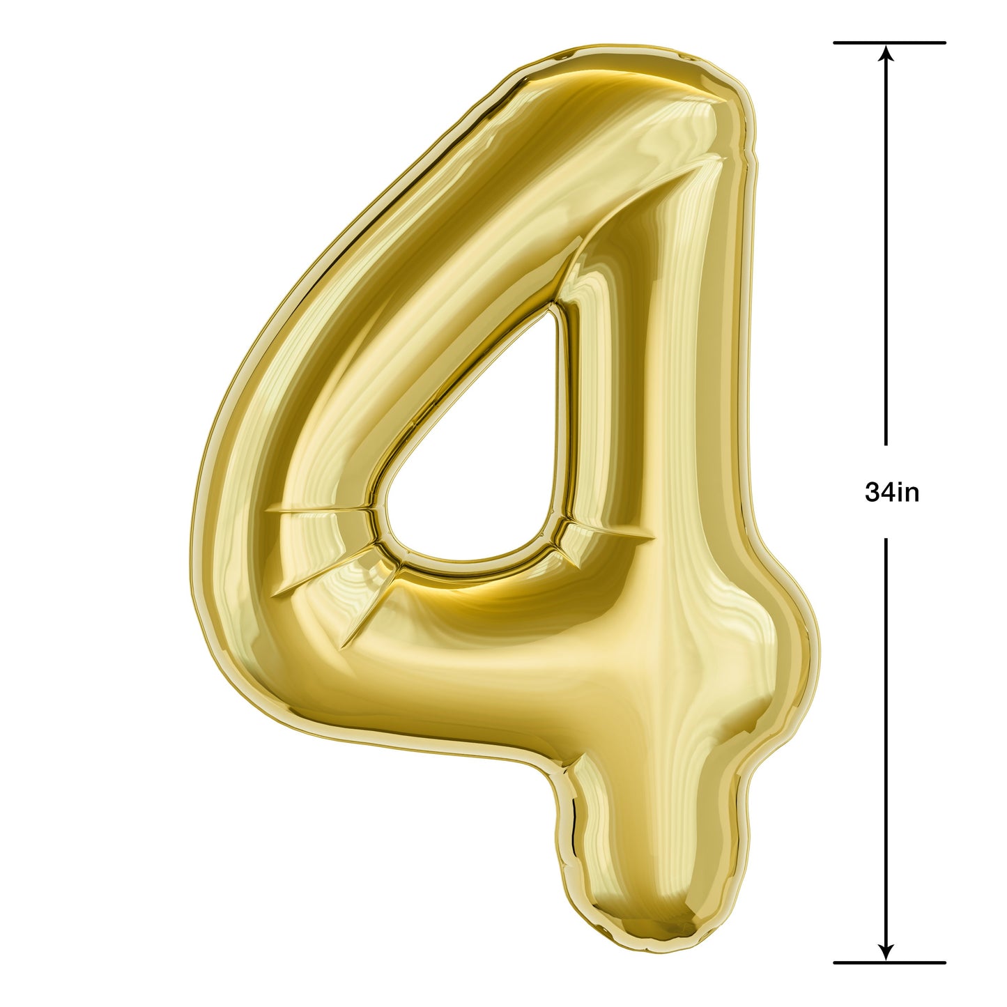 American Greetings Number 4 Large Gold Foil Uninflated Balloon