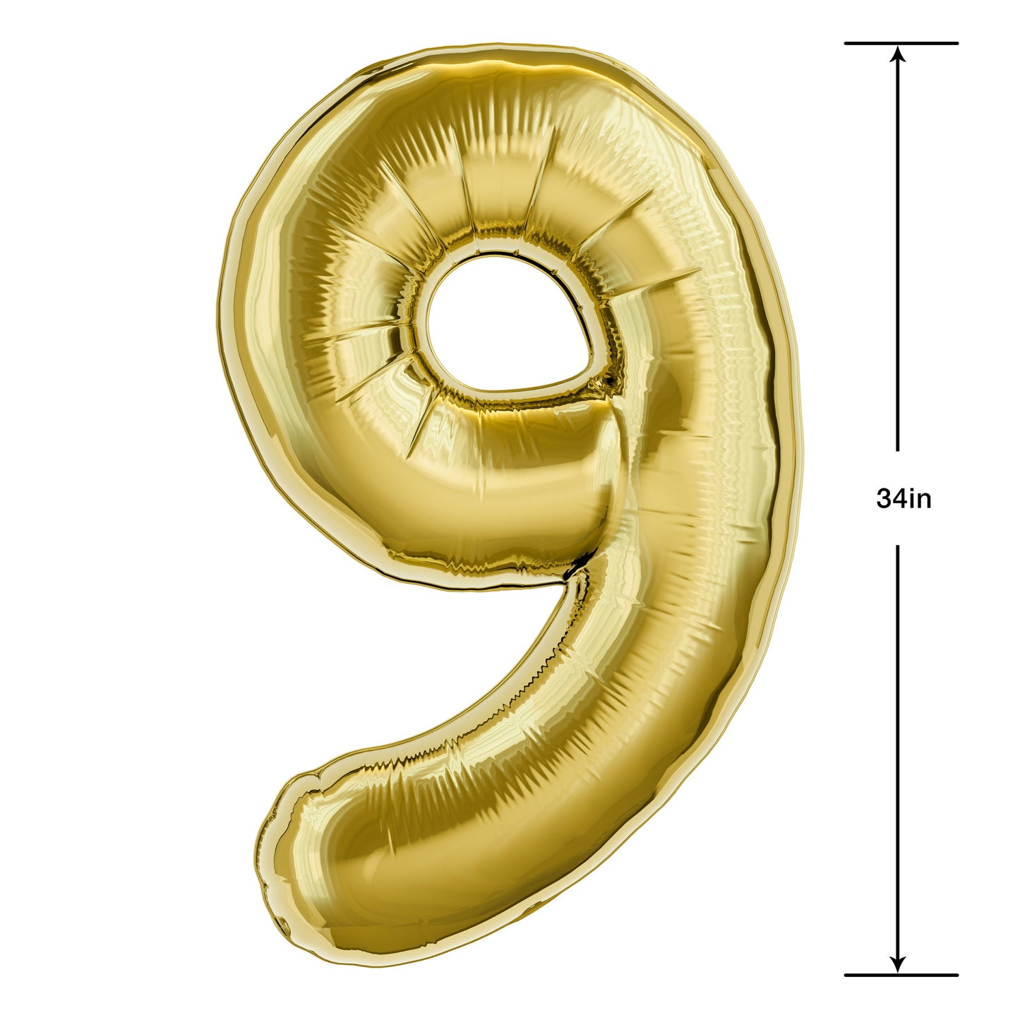 American Greetings Number 9 Large Gold Foil Uninflated Balloon