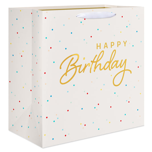 American Greetings Happy Birthday Ivory Kraft Jumbo Square Gift Bag