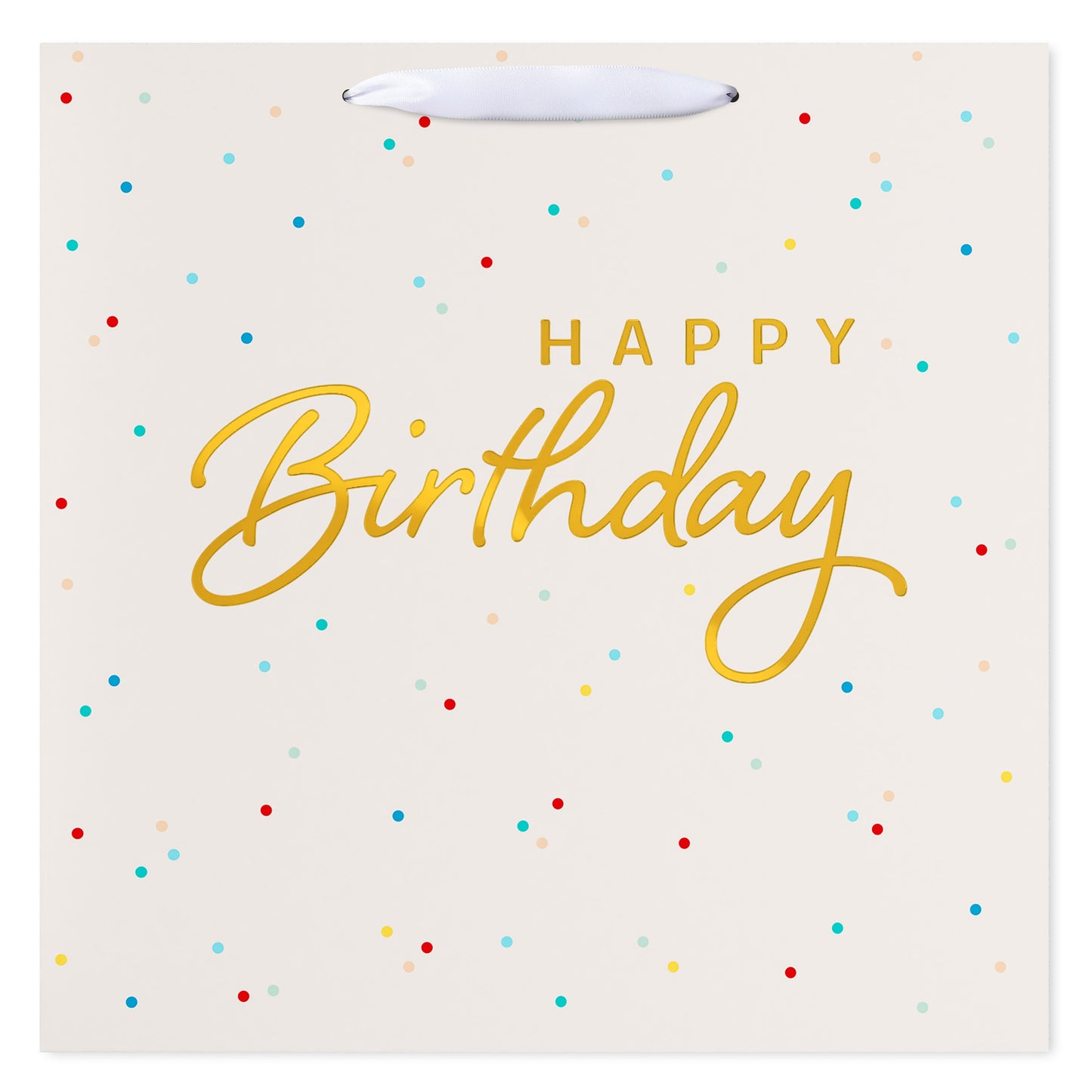 American Greetings Happy Birthday Ivory Kraft Jumbo Square Gift Bag