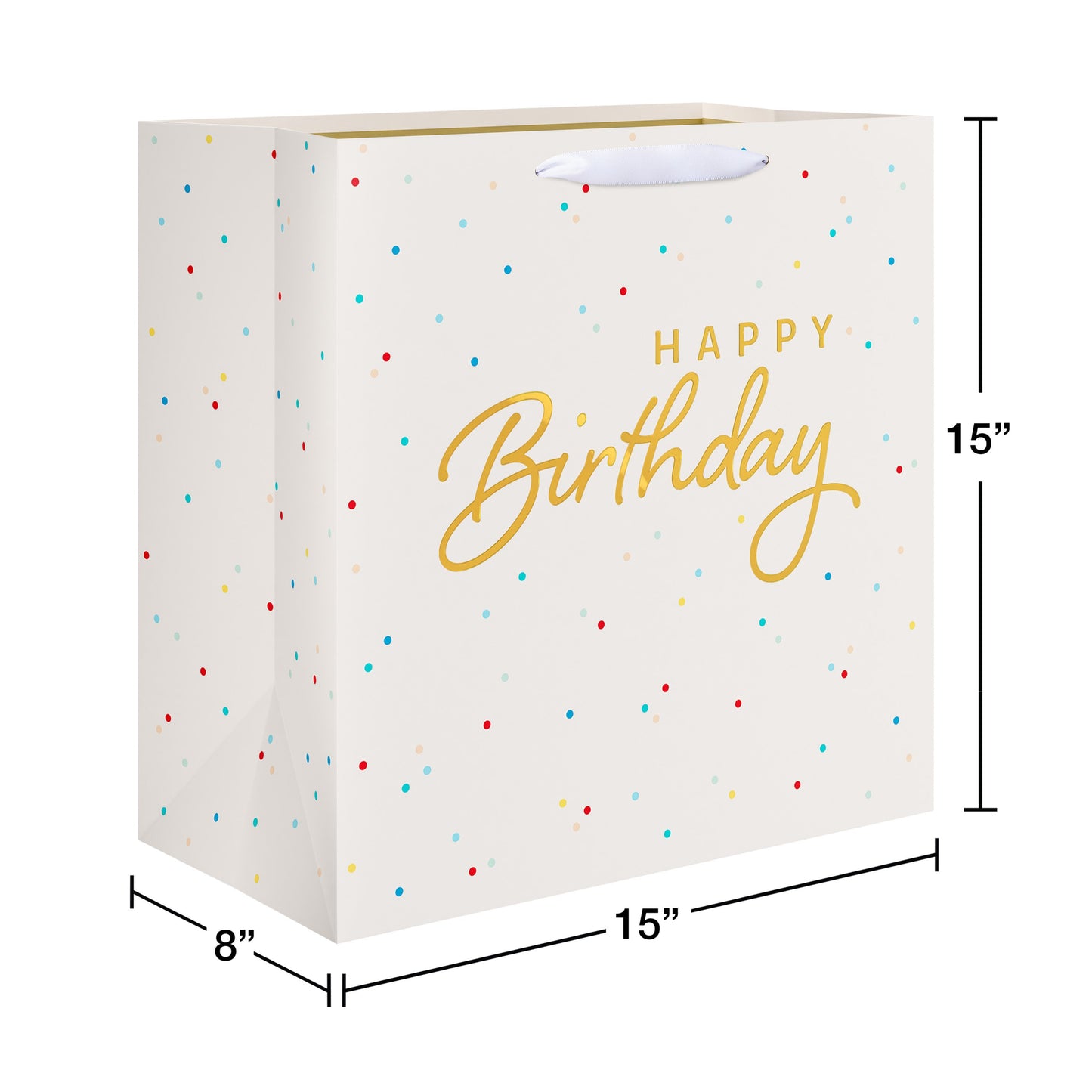 American Greetings Happy Birthday Ivory Kraft Jumbo Square Gift Bag