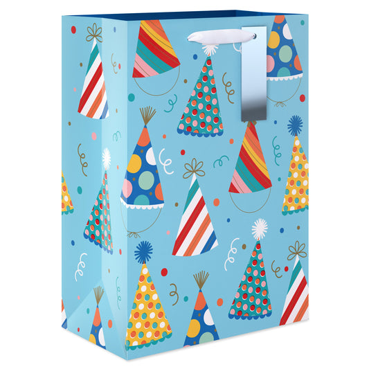 American Greetings Party Hats Medium Light Blue Birthday Gift Bag