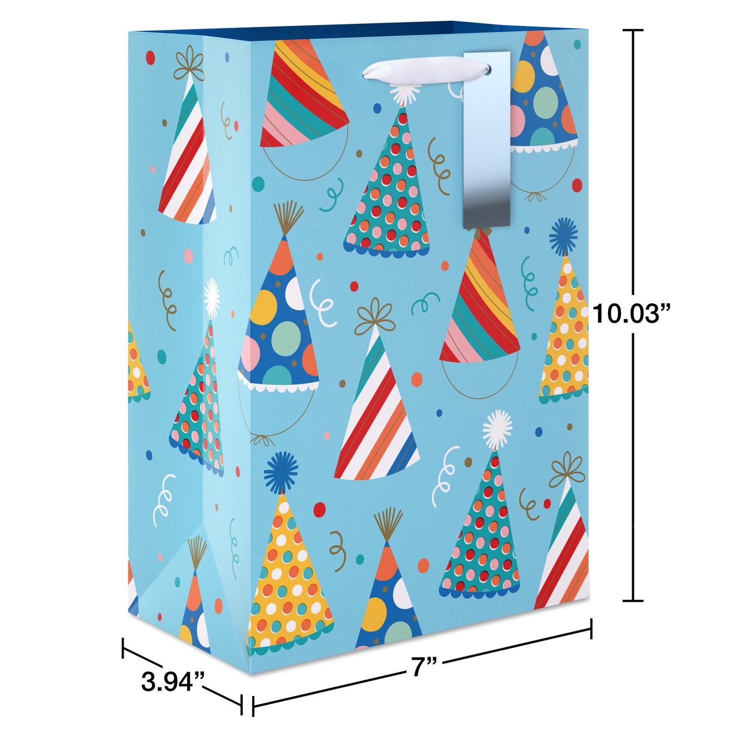 American Greetings Party Hats Medium Light Blue Birthday Gift Bag