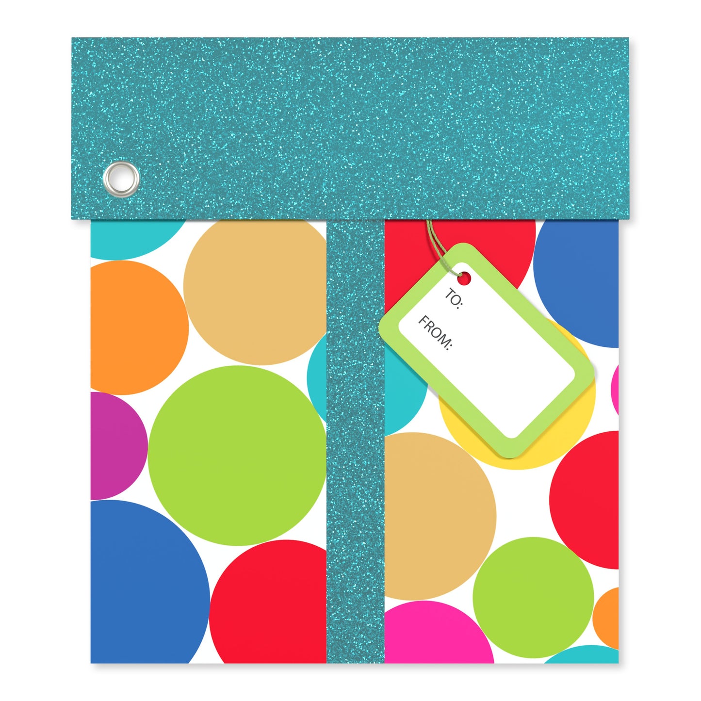 American Greetings Flip Top Present Dots Glitter Birthday Gift Card Holder