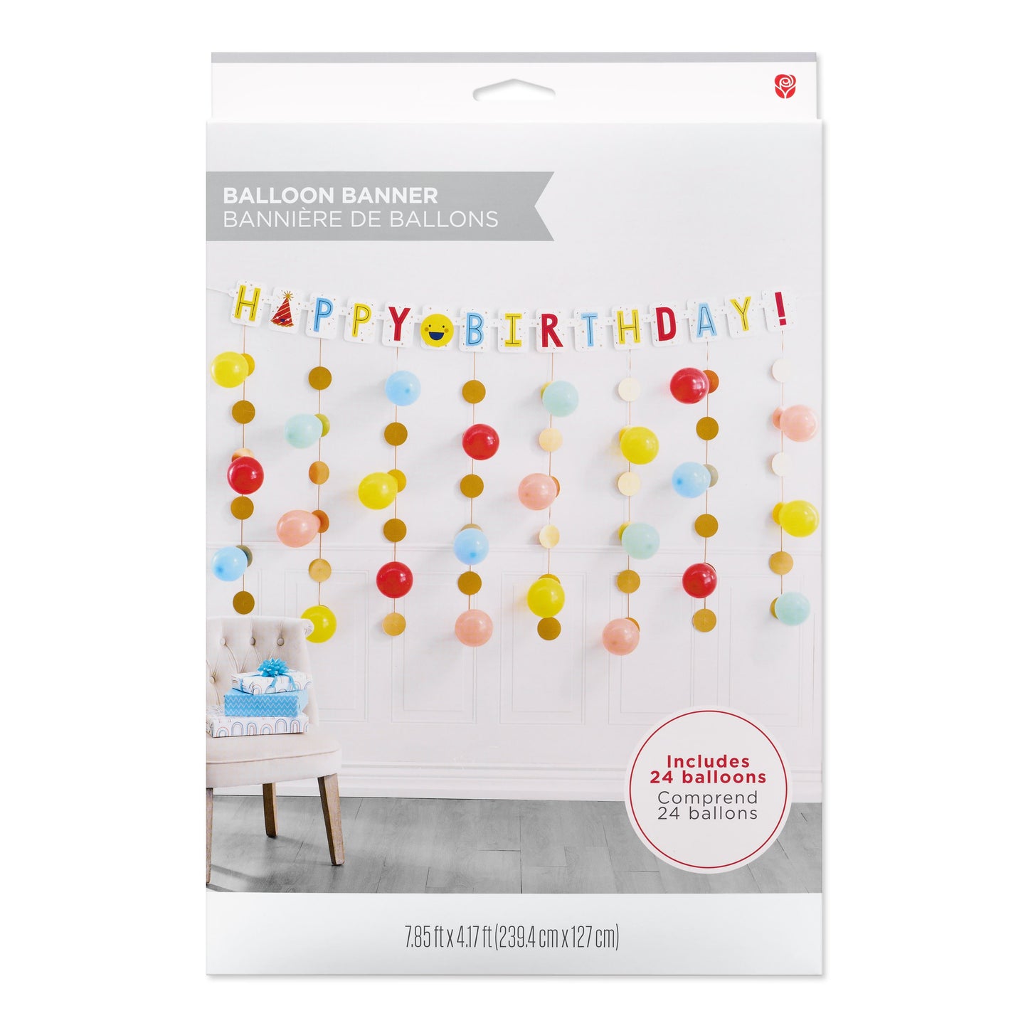 American Greetings Smiley Cheers Birthday Balloon Banner Kit with Confetti Drop Decorations