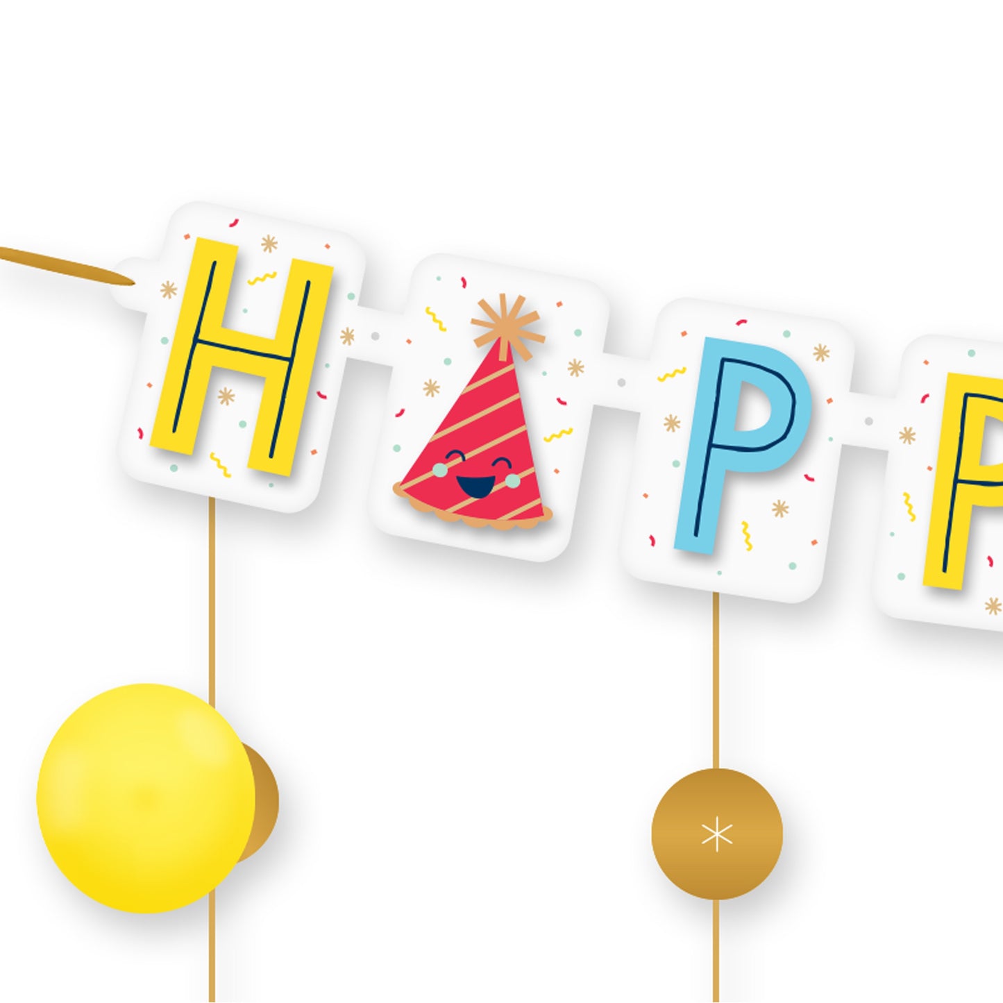 American Greetings Smiley Cheers Birthday Balloon Banner Kit with Confetti Drop Decorations