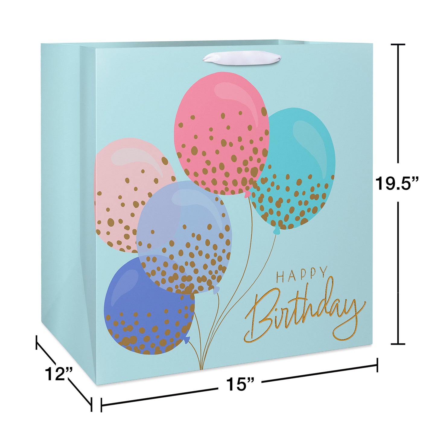 American Greetings Happy Birthday Balloons Teal Colossal Square Gift Bag