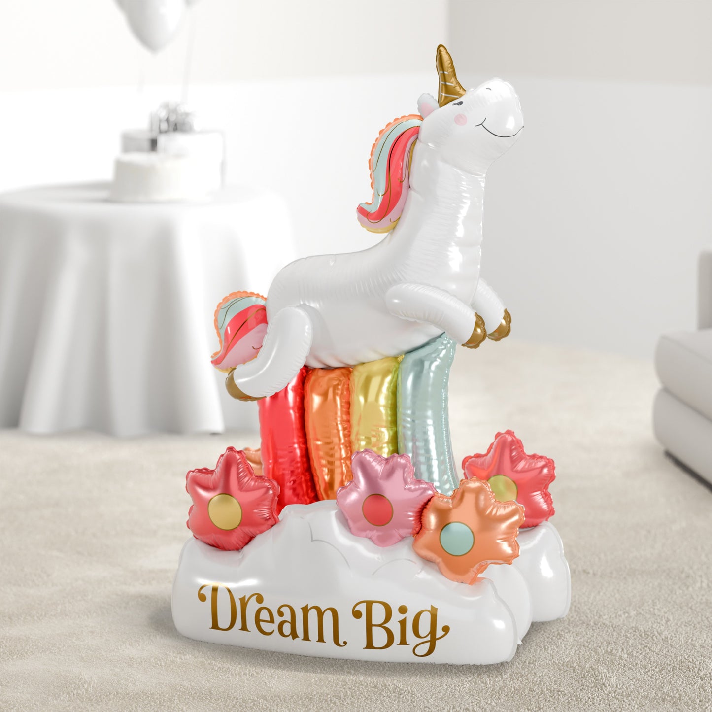 American Greetings Unicorn “Dream Big” Uninflated Giant Mylar Balloon Kit with Inflation Straw