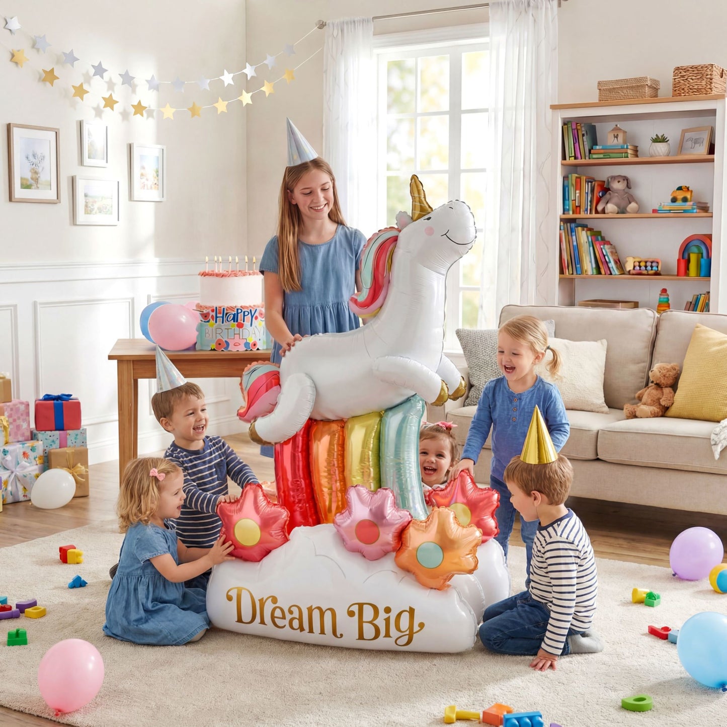 American Greetings Unicorn “Dream Big” Uninflated Giant Mylar Balloon Kit with Inflation Straw