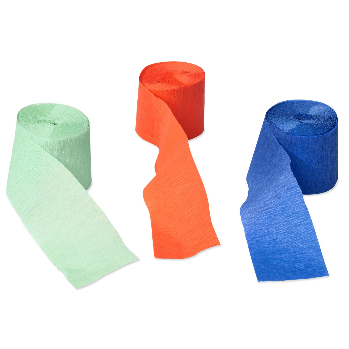 American Greetings Blue, Green, & Orange Crepe Paper Streamers