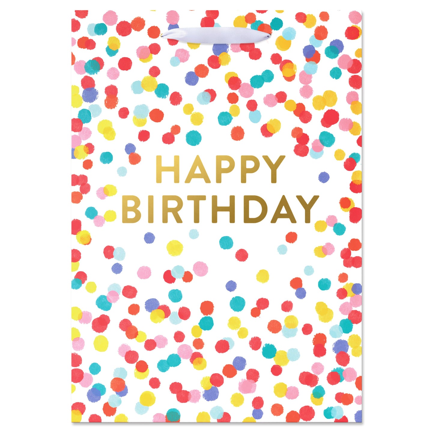 American Greetings Scattered Confetti Medium White Birthday Gift Bag