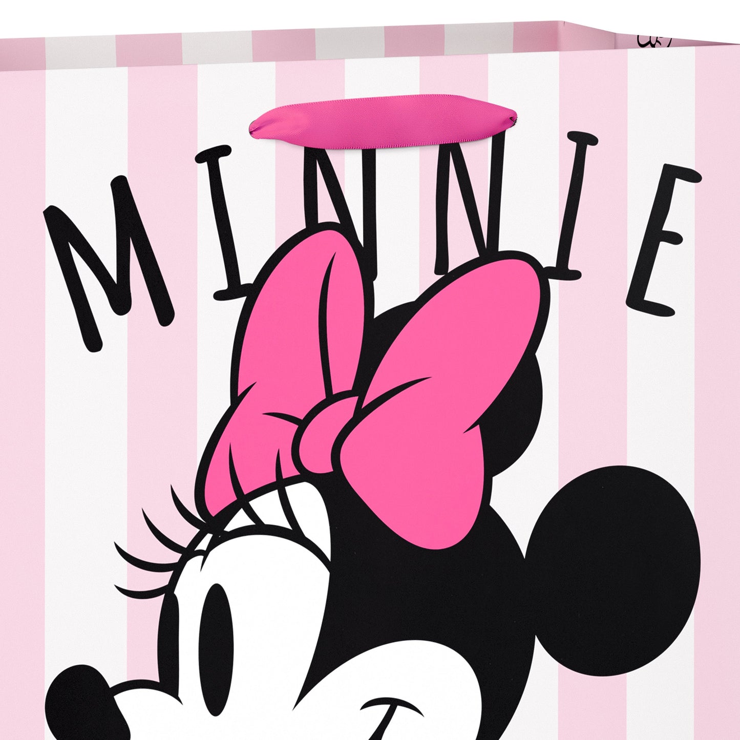 American Greetings Pink & White Stripes Large Minnie Mouse Pink Gift Bag