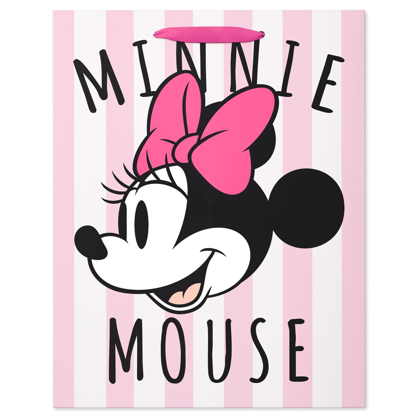 American Greetings Pink & White Stripes Large Minnie Mouse Pink Gift Bag