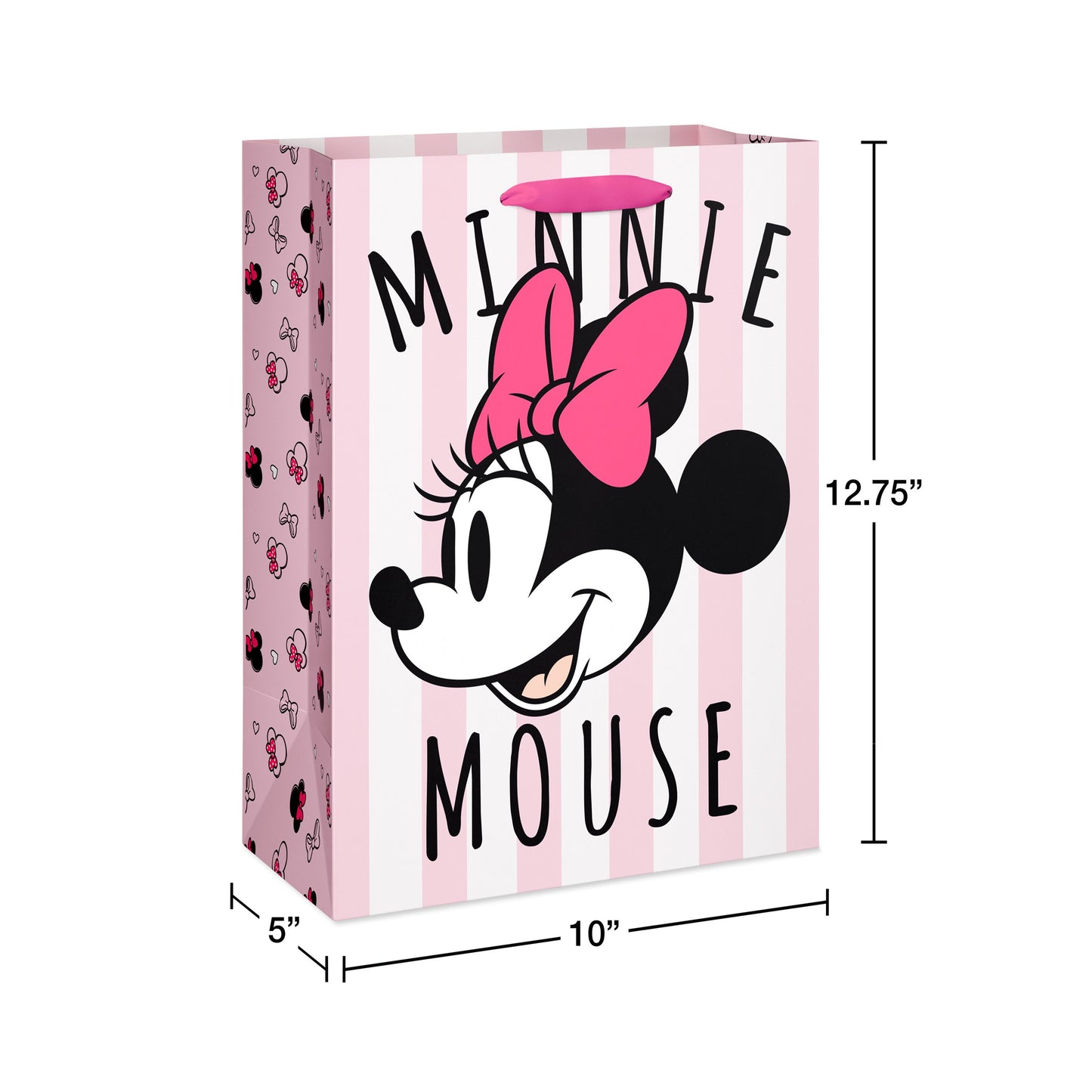 American Greetings Pink & White Stripes Large Minnie Mouse Pink Gift Bag