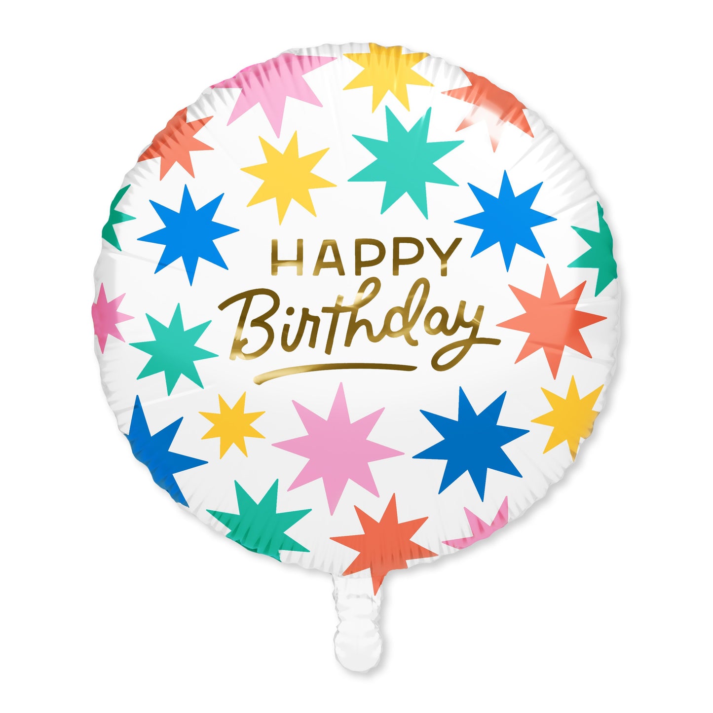 American Greetings Colorful Starburst Happy Birthday Uninflated Foil Balloon with Inflation Straw