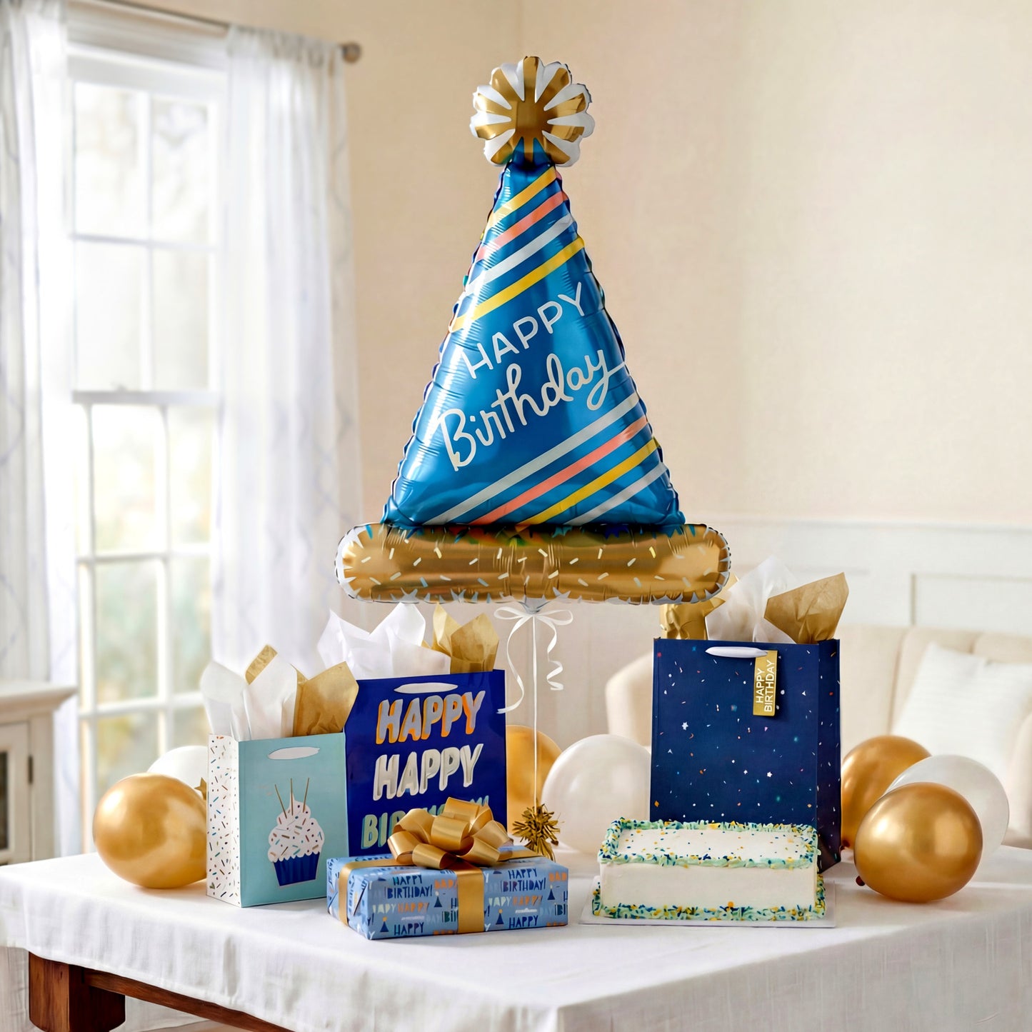 American Greetings Happy Birthday Party Hat Uninflated Foil Balloon with Inflation Straw