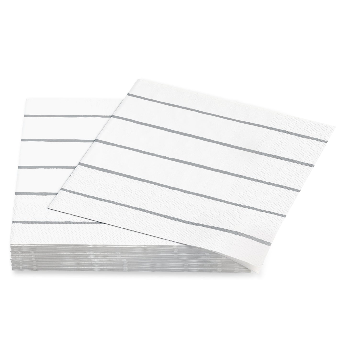 American Greetings Silver Stripes on White Beverage Napkins