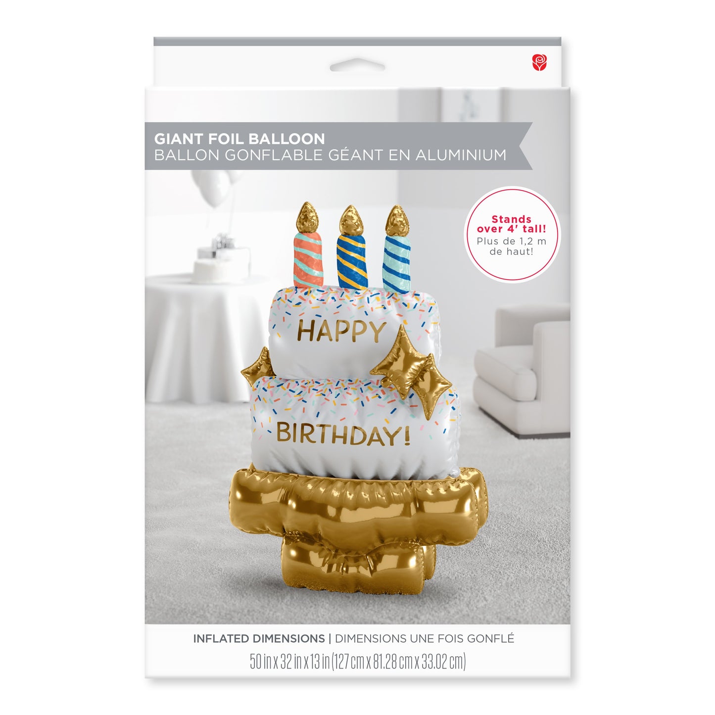 American Greetings Cake “Happy Birthday” Giant Uninflated Mylar Balloon Kit with Inflation Straw