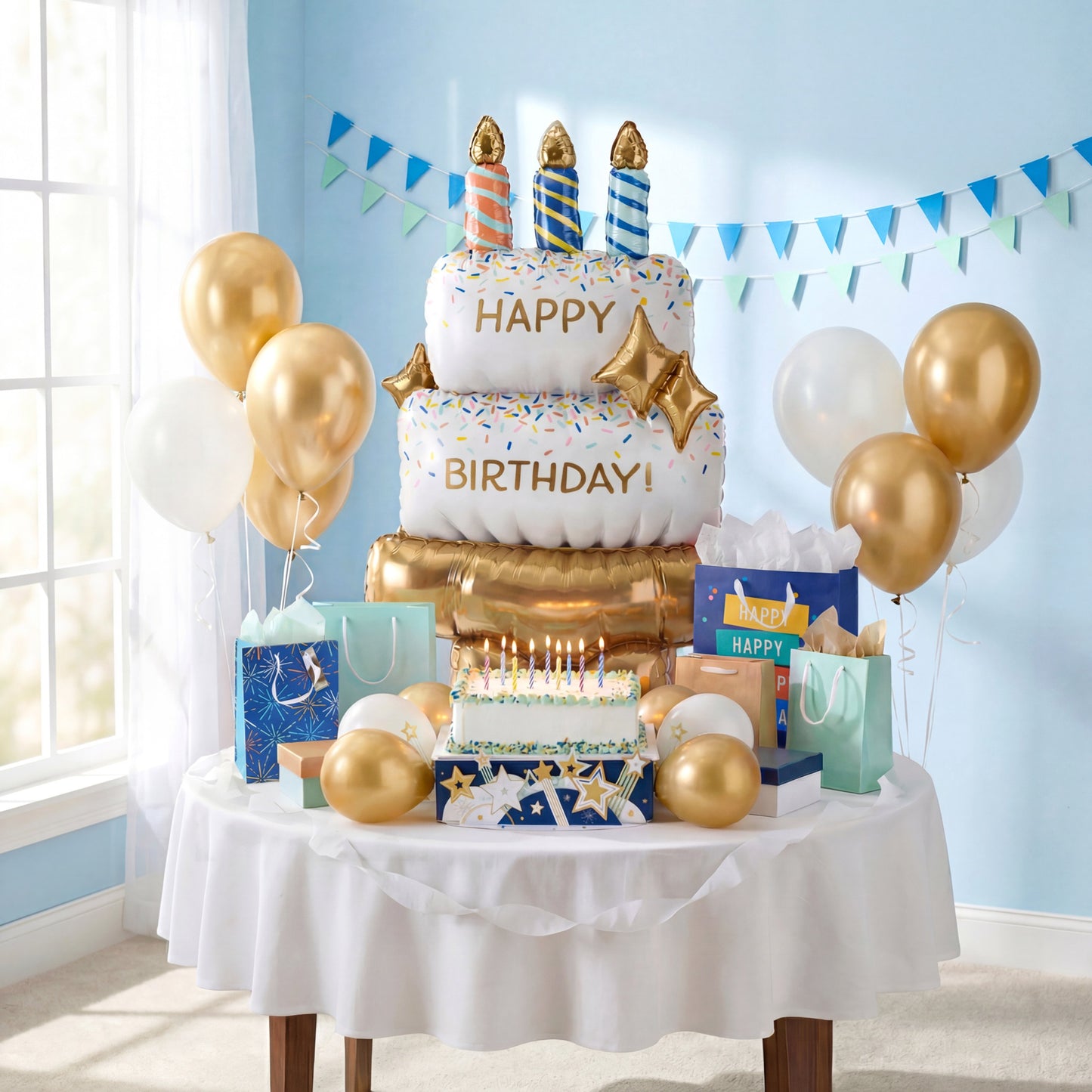 American Greetings Cake “Happy Birthday” Giant Uninflated Mylar Balloon Kit with Inflation Straw